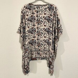 World Market Women Top One Size (Large) Paisley Floral Lagenlook Bohemian Preppy